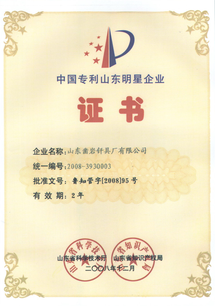 China patent Shandong star enterprise certificate